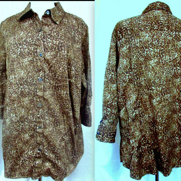 Talbots Tops - Talbots Woman Leopard Print Stretch Shirt 22W